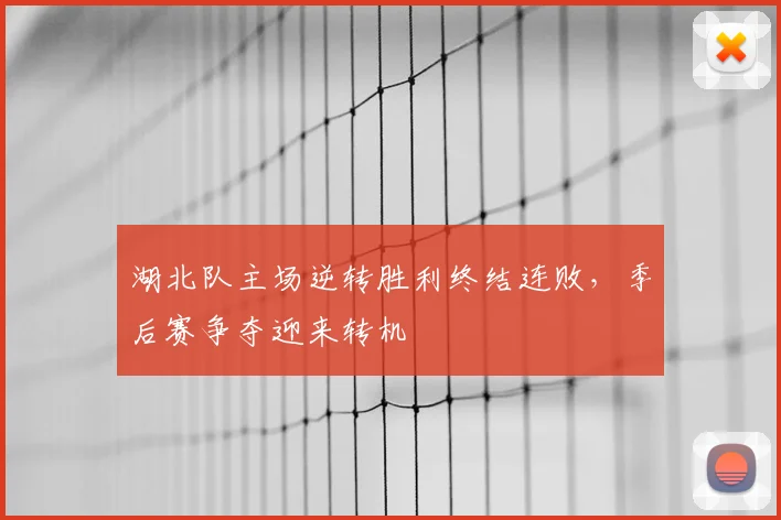 湖北队主场逆转胜利终结连败，季后赛争夺迎来转机